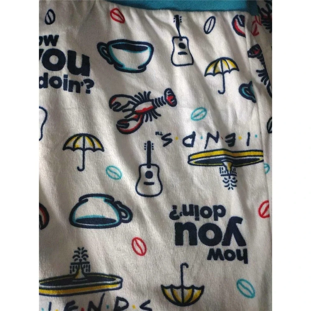 FRIENDS Central Perk Cozy Soft Fleece Pajama Lounge Pants Turquoise Blue XXL. M - Picture 5 of 5